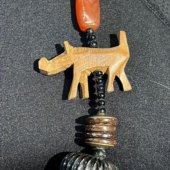 Vintage African-Style Mixed Media Necklace - 29 Inches - Picture 4 of 12